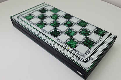 Șah exclusivist: "Jad Imperial" – Șah Verde & Transparent din sticlă securizată, 50x50 cm